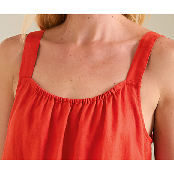$238  EILEEN FISHER Organic Linen Midi Cami Dress Sundress | Sz L, Flame Red - Picture 5 of 14